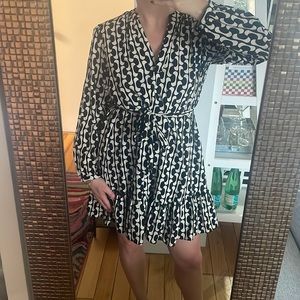 Zara tie-waist long sleeve dress